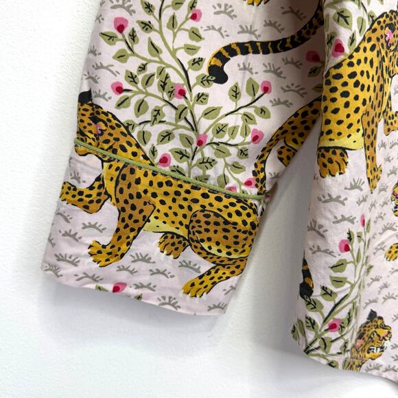 PRINTFRESH Bagheera Leopard Pajama Top Womens M Blush Pink Organic Cotton Poplin - Picture 8 of 11